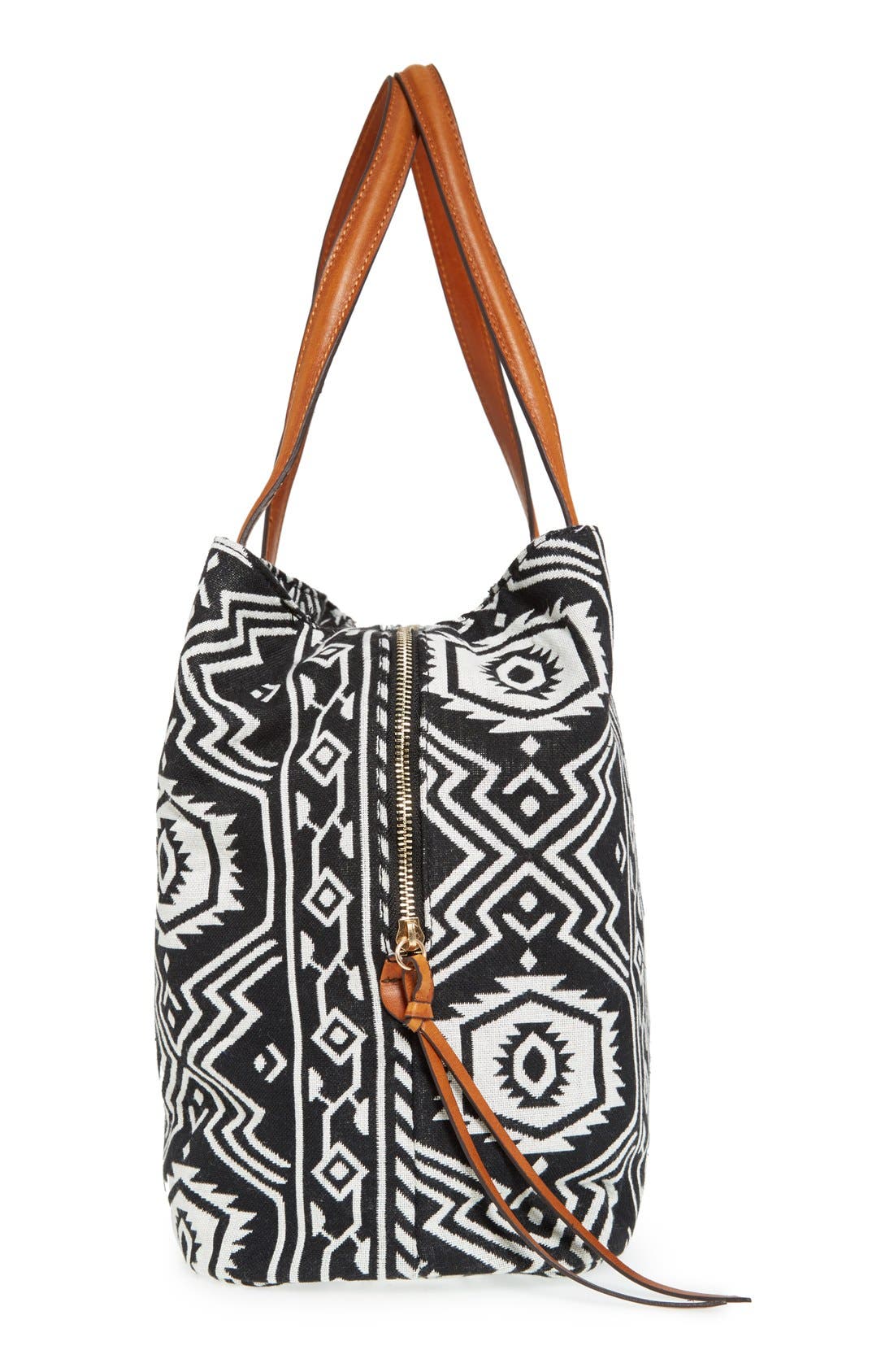 Oversize Millie Stripe Print Tote, Alternate, color, BLACK/ WHITE TRIBAL