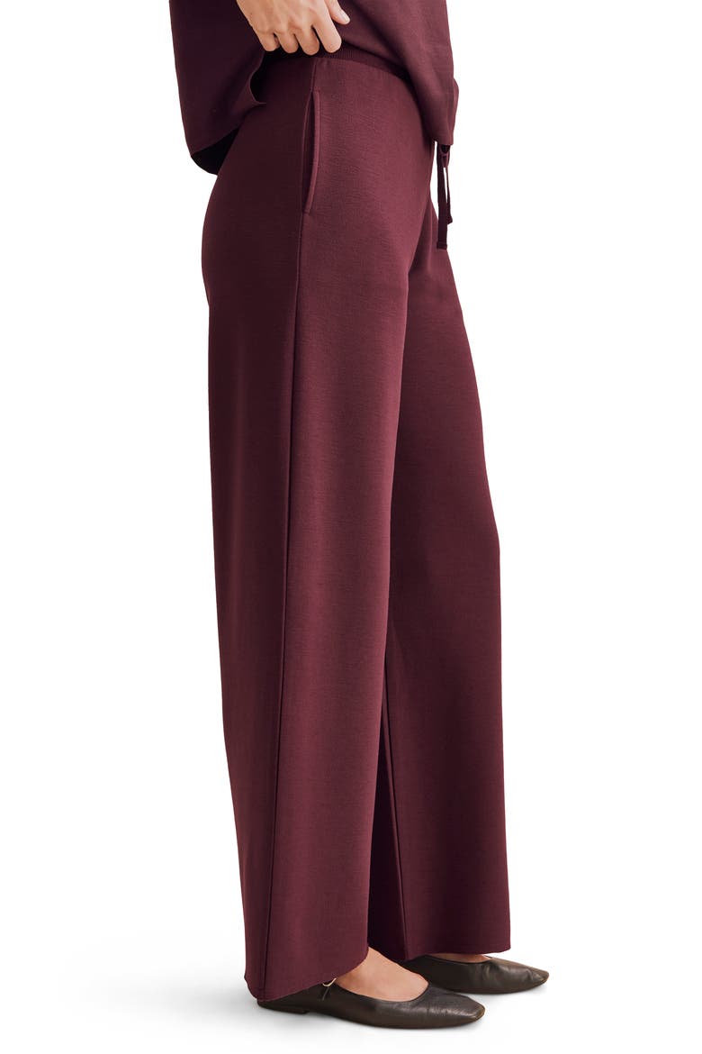 Winslow Tie Waist Wide Leg Sweatpants, Alternate, color, MERLOT BURGUNDY
