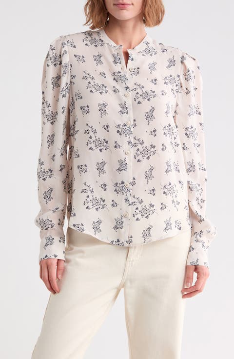 Avery Printed Band Collar Shirt
