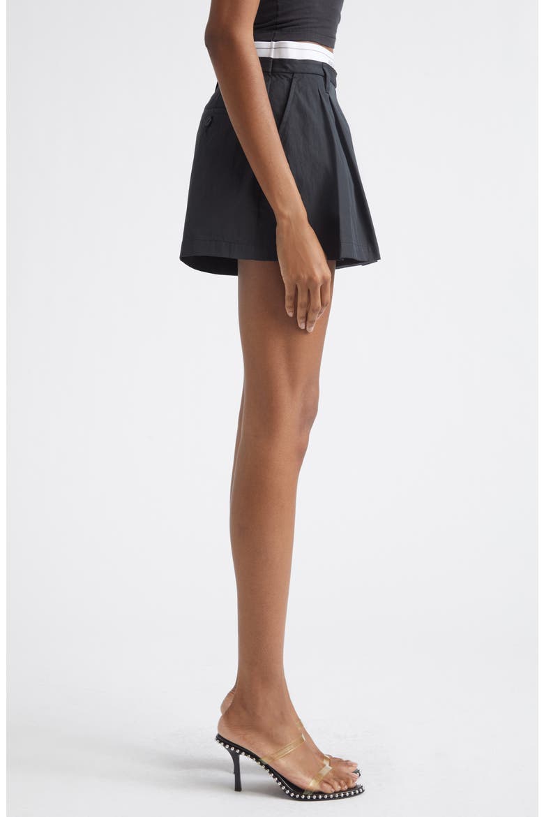 Pleated High Waist Shorts, Alternate, color, BLACK