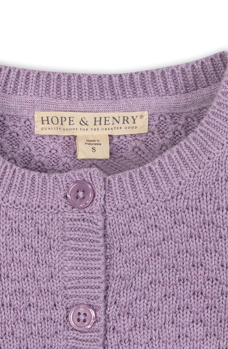 Hope & Henry Kids' Organic Long Sleeve Textured Cardigan Sweater, Alternate, color, Lavender Heather