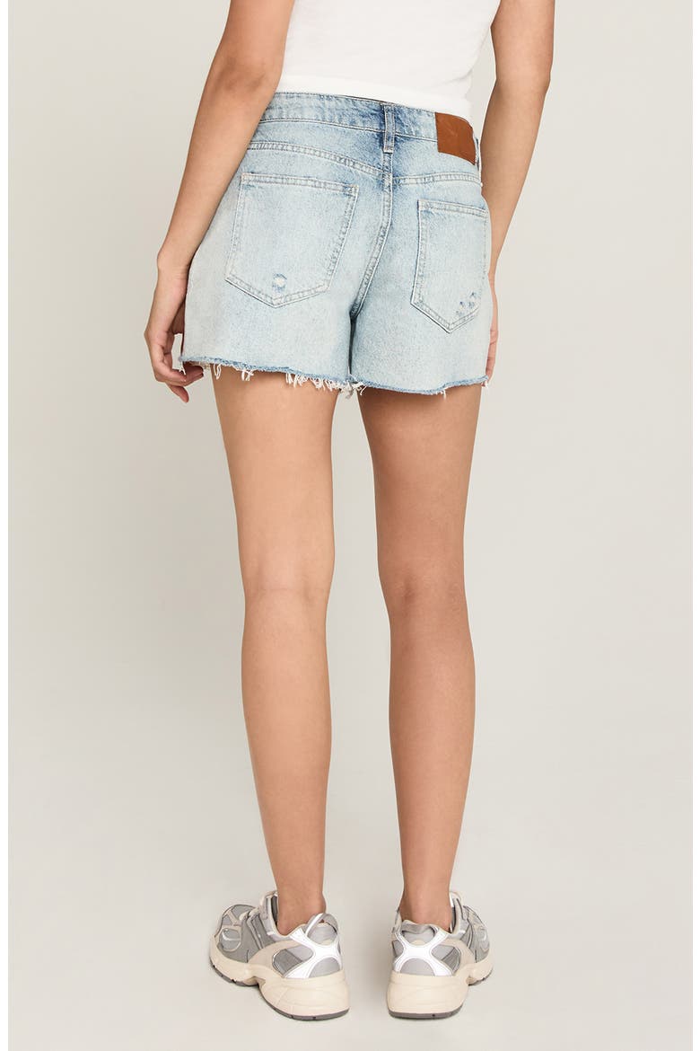 Emma Bow Raw Hem Denim Shorts, Alternate, color, BOW