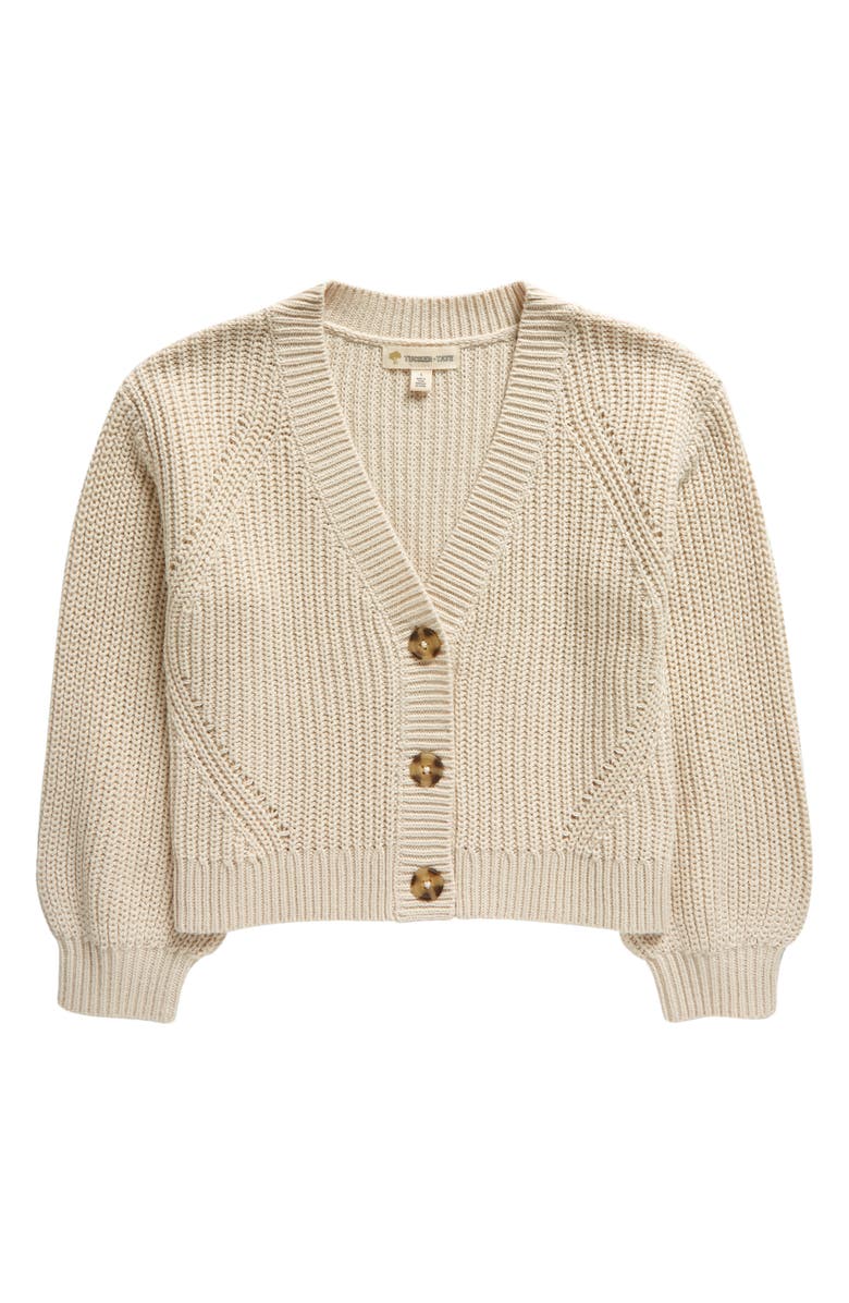 Tucker + Tate Kids' Cotton Blend Shaker Stitch Cardigan, Main, color, Beige Oatmeal Light Heather