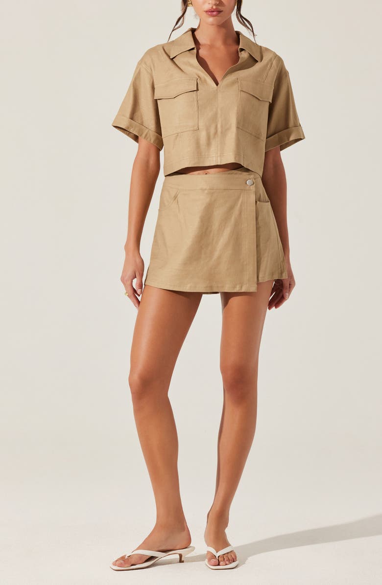 ASTR the Label Deborah Linen Blend Wrap Miniskort, Alternate, color,