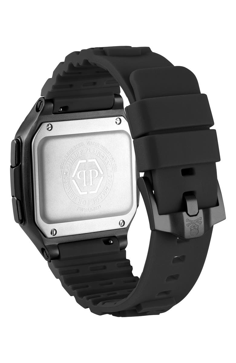PHILIPP PLEIN Hyper $hock Silicone Strap Square Watch, 44mm, Alternate, color,