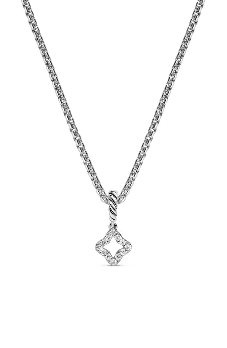 David Yurman Micro Pavé Quatrefoil Enhancer in Sterling Silver with Diamonds, 7.4mm, Alternate, color, Diamond