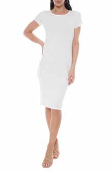 bebe Ribbed Knit Body-Con Midi Dress