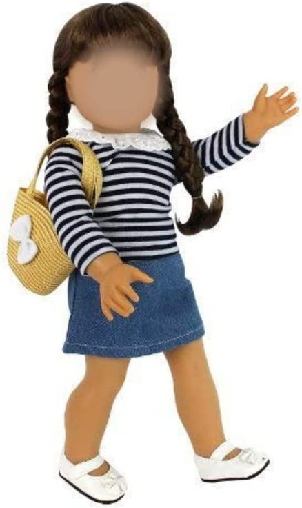 Casual Back to School Day Doll Outfit for American 18" Girl Dolls - 4 Piece Clothes Set Costume Includes Shirt, Skirt, Shoes, & Purse