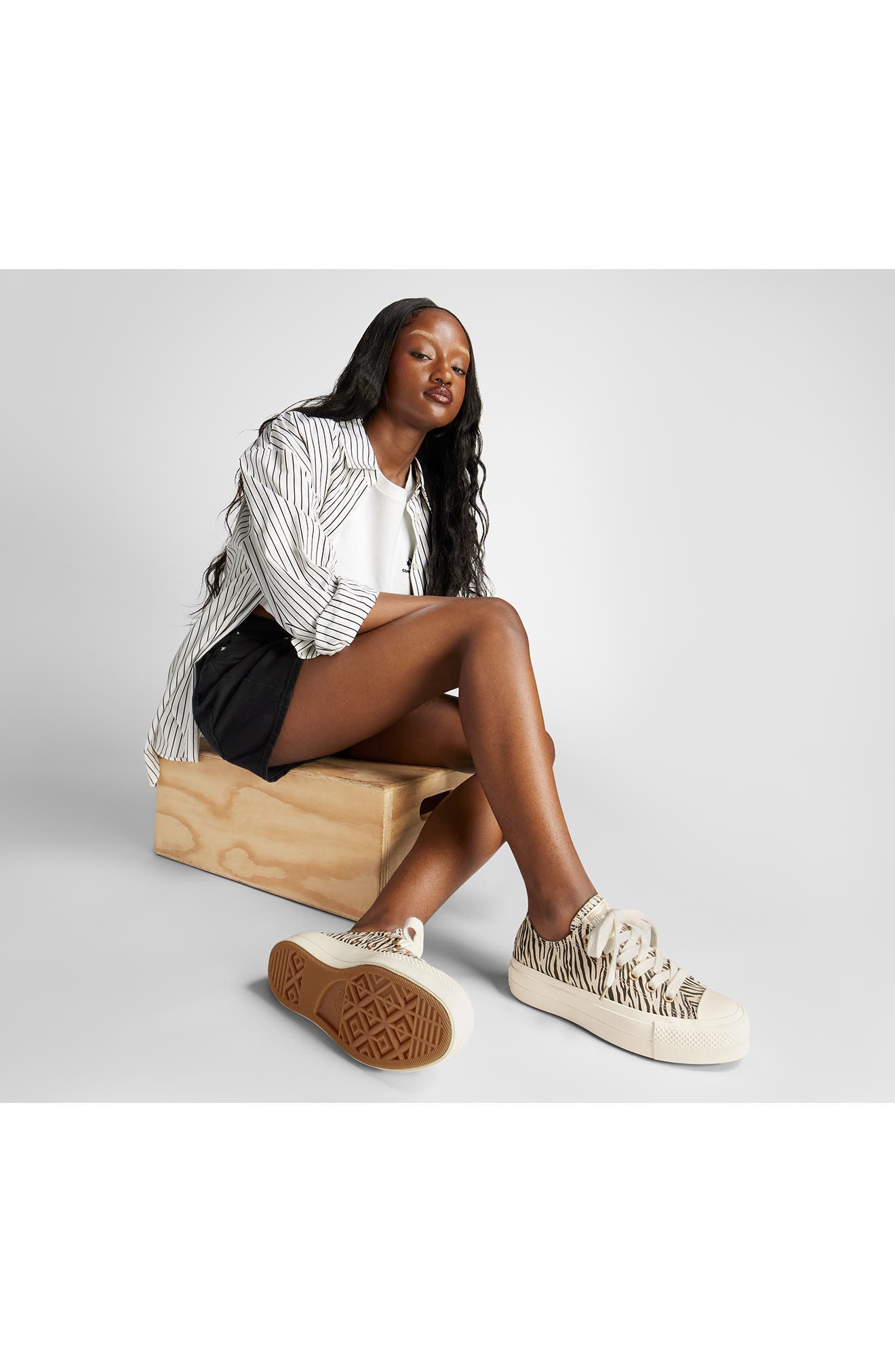 Converse Chuck Taylor<sup>®</sup> All Star<sup>®</sup> Lift Oxford Sneaker, Alternate, color, Egret/ Egret/ Engine Smoke