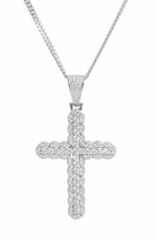 SAVVY CIE JEWELS Pavé Cubic Zirconia Cross Pendant Necklace