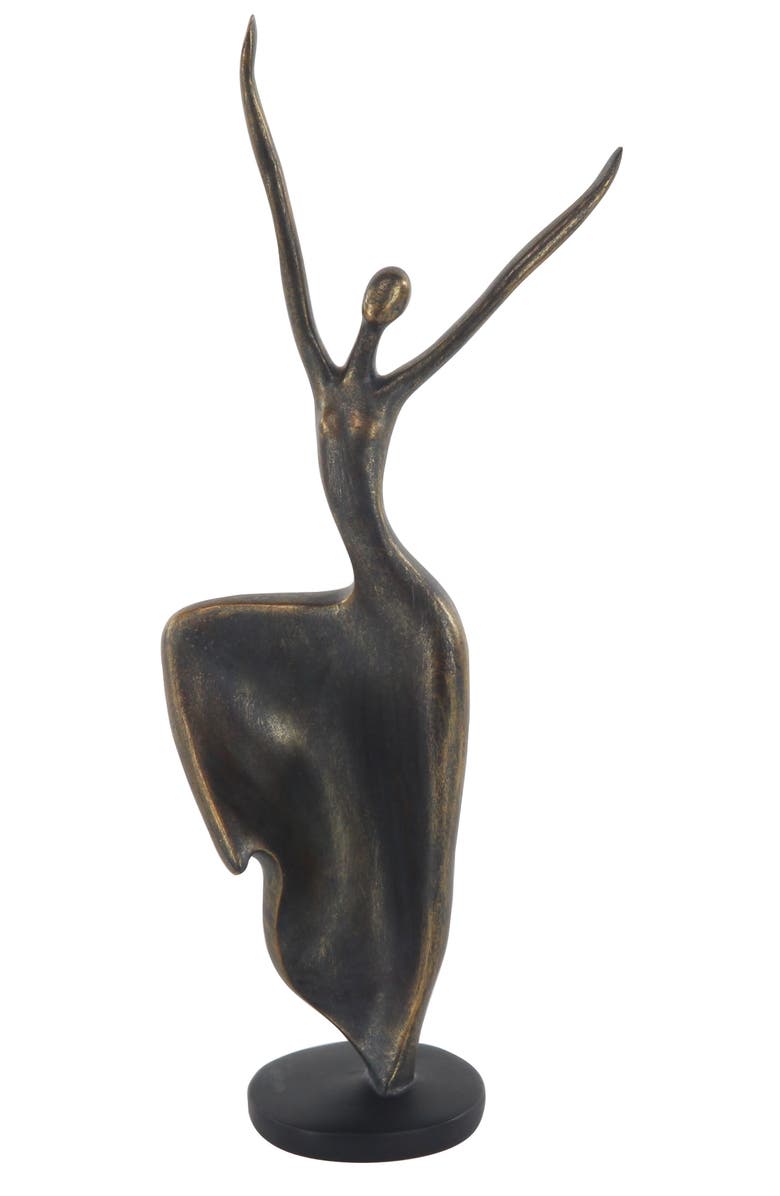 WILLOW ROW Brasstone Polystone Traditional Dancer Sculpture, Alternate, color, 