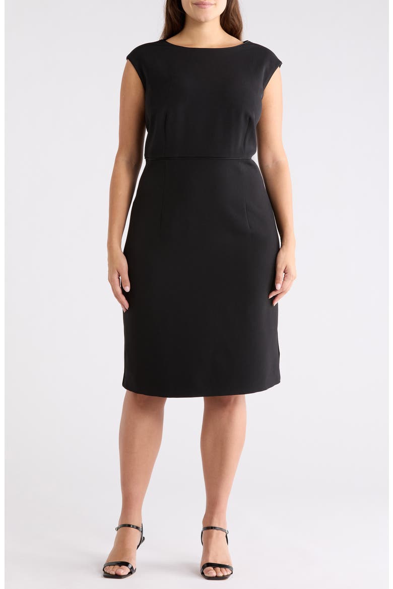 Piping Sleeveless Sheath Dress, Main, color, BLACK