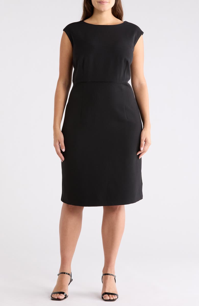 KASPER Piping Sleeveless Sheath Dress, Main, color, Black