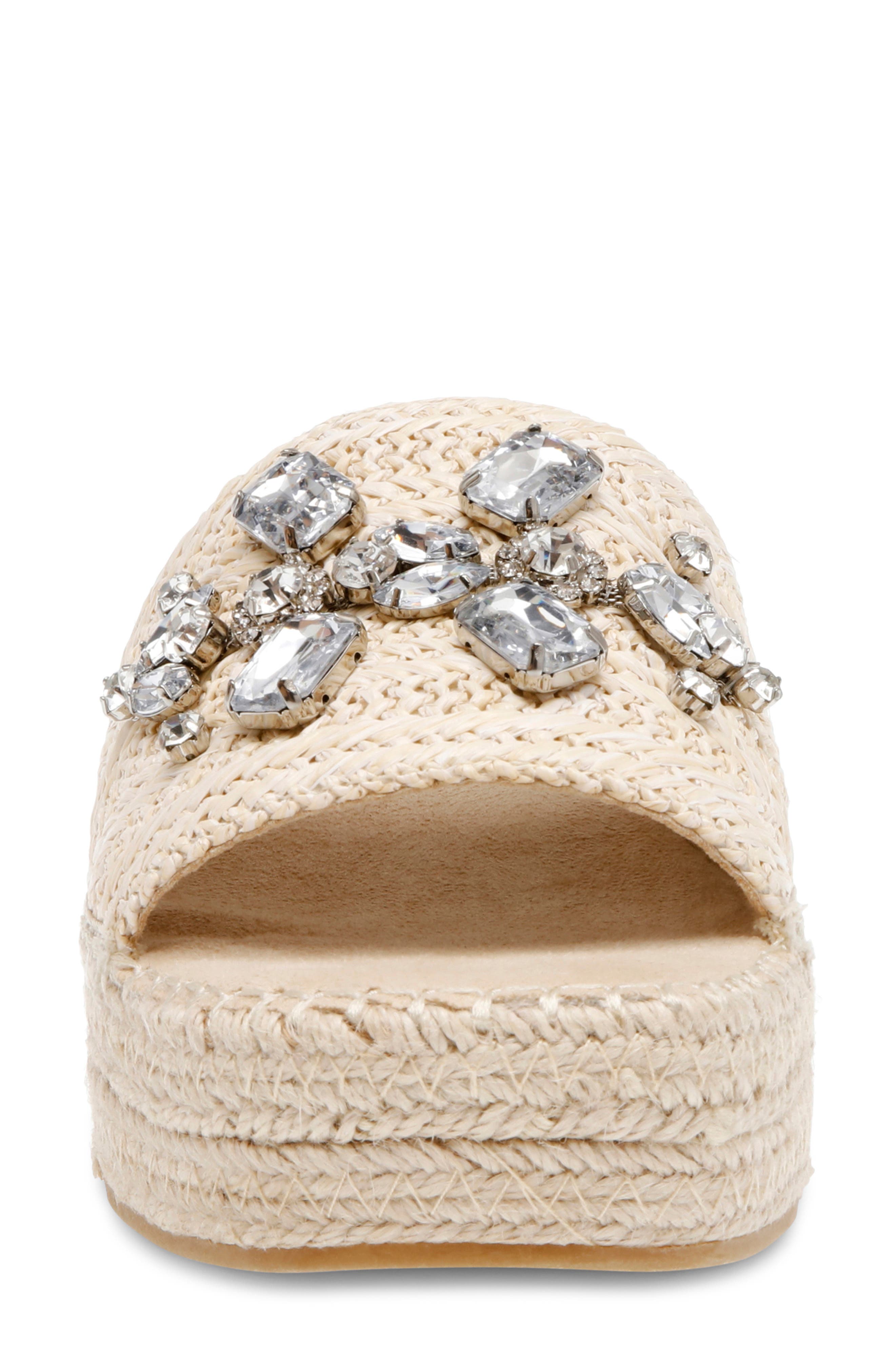 Anne Klein Crystal Espadrille Slide Sandal, Alternate, color, 