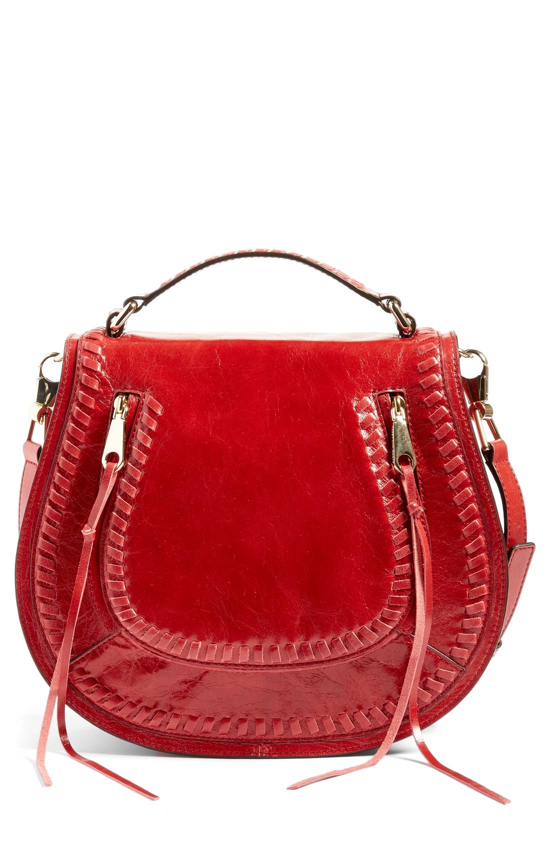 Vanity Saddle Bag, Main, color, DEEP RED DISTRESSED LEATHER