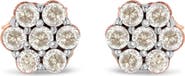 Haus of Brilliance 10K Rose Gold Diamond Floral Stud Earrings