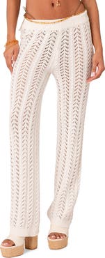 EDIKTED Elektra Sheer Open Knit Cover-Up Pants