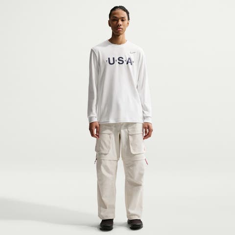 Men's Nike ACG  White Team USA Dri-FIT Primary Logo Long Sleeve T-Shirt
