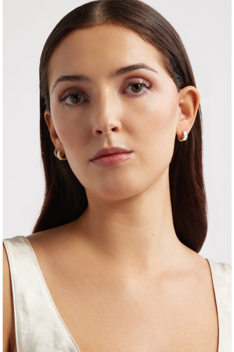 Gift Boxed Set of 3 Huggie Hoop Earrings, Alternate, color, CLEAR- GOLD