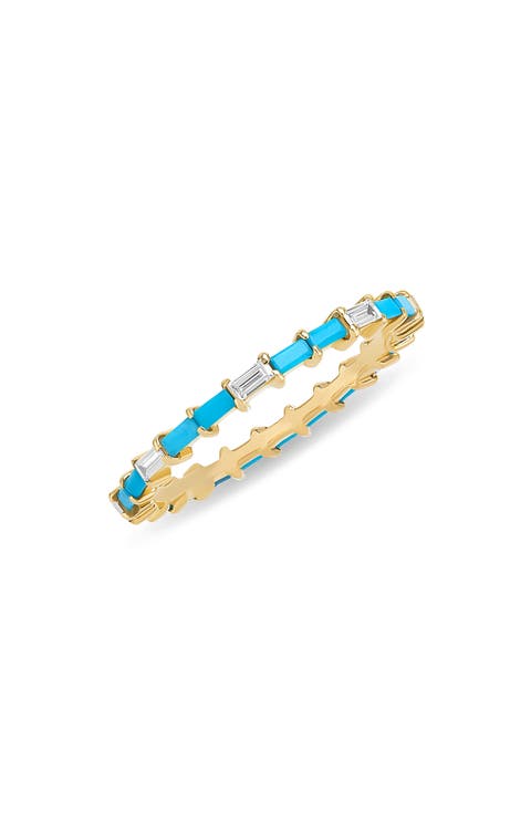 Turquoise & Diamond Baguette Ring