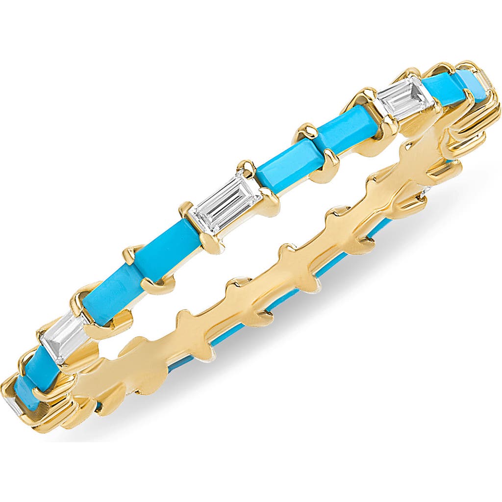 Lana Turquoise & Diamond Baguette Ring In Gold