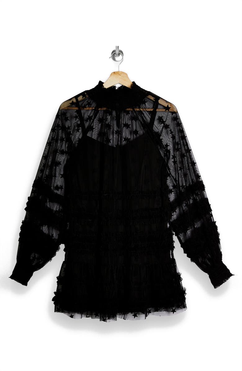 Topshop Star Mesh Long Sleeves Minidress, Alternate, color, 