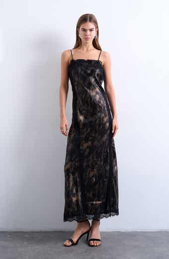 Topshop Lace Trim Satin Maxi Dress