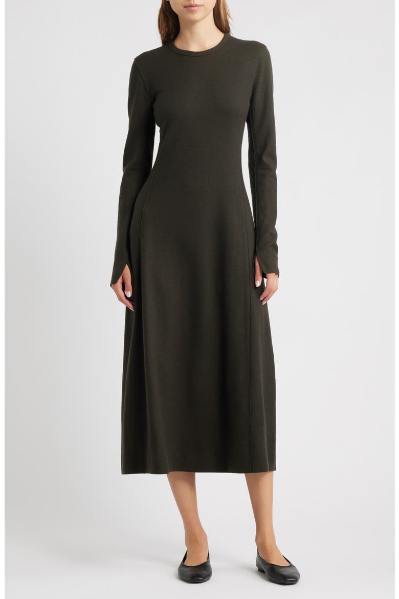 Yan Long Sleeve Wool Sweater Dress, Main, color, ARMY