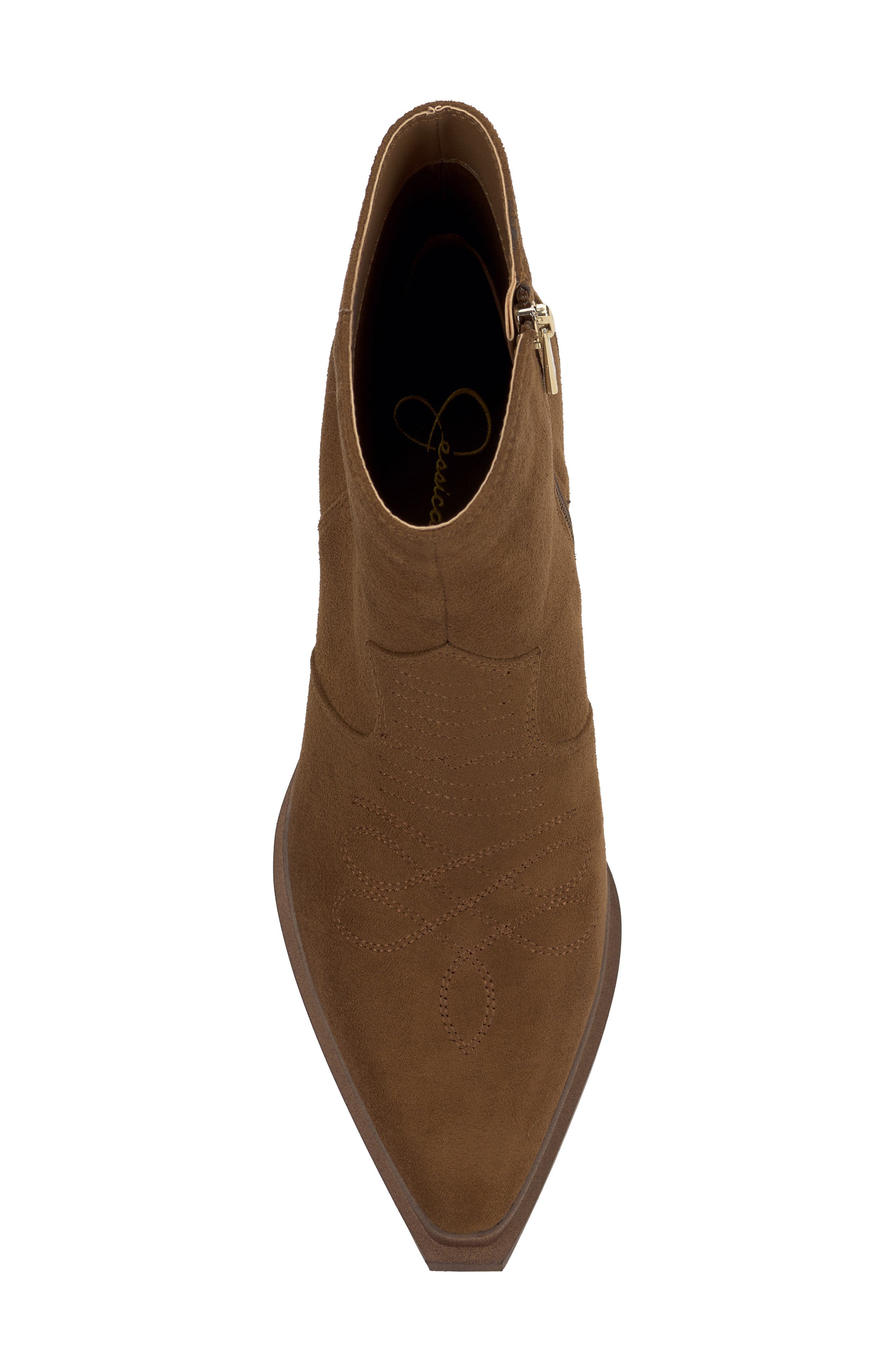 Jessica Simpson Helvona Pointed Toe Bootie, Alternate, color, Safari Brown