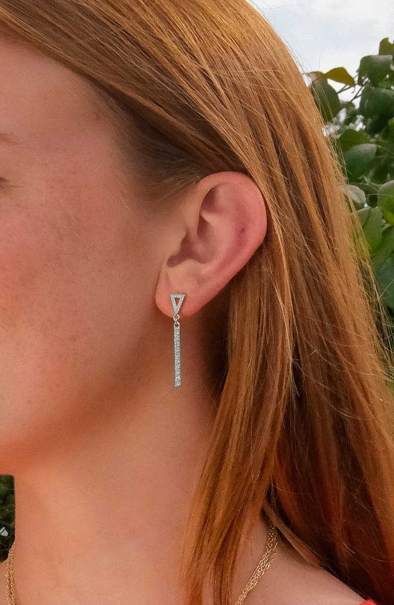 Sterling Forever Kiki Cubic Zirconia Linear Drop Earrings, Alternate, color, Silver