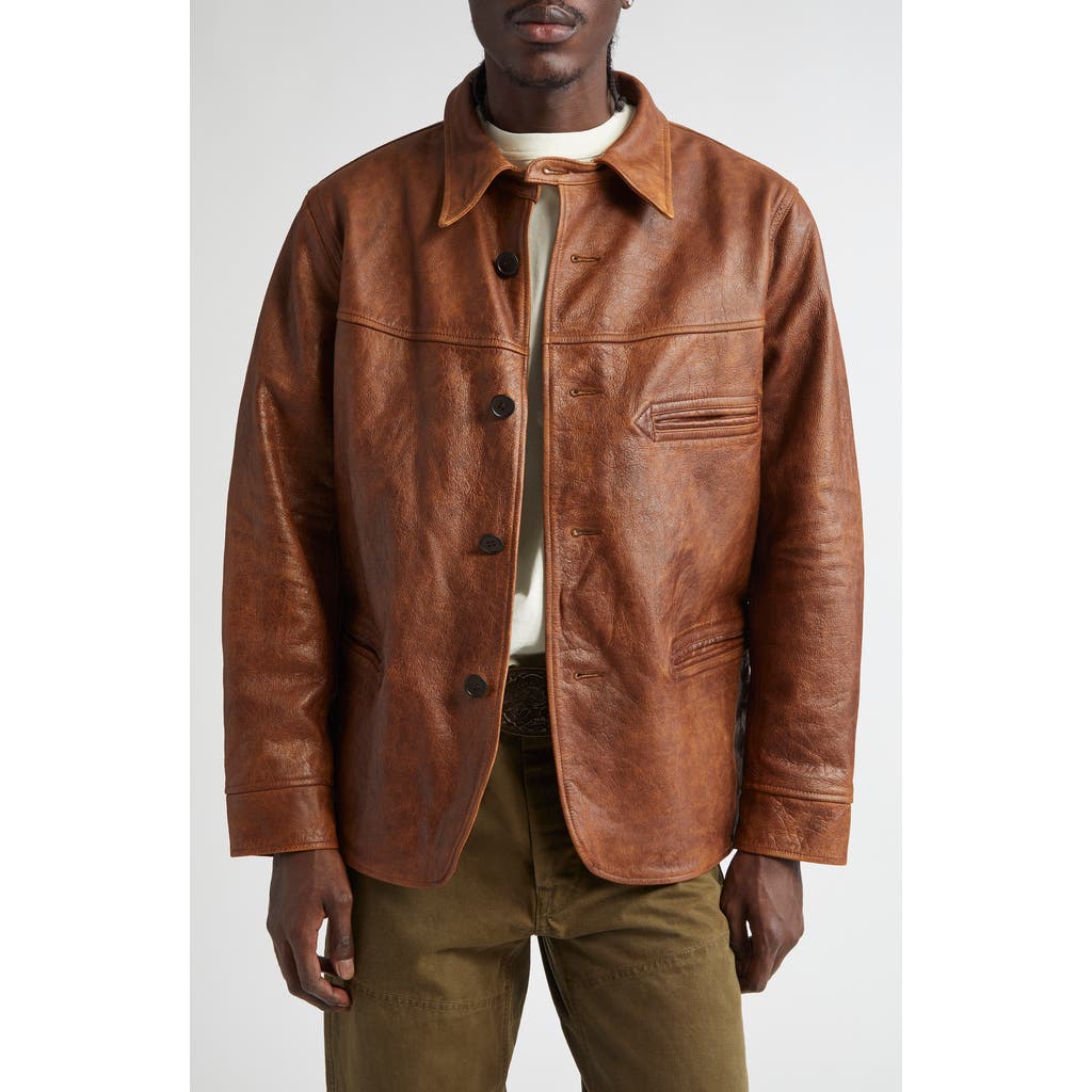 Double RL Bradley Leather Car Coat in Vintage Tan  product
