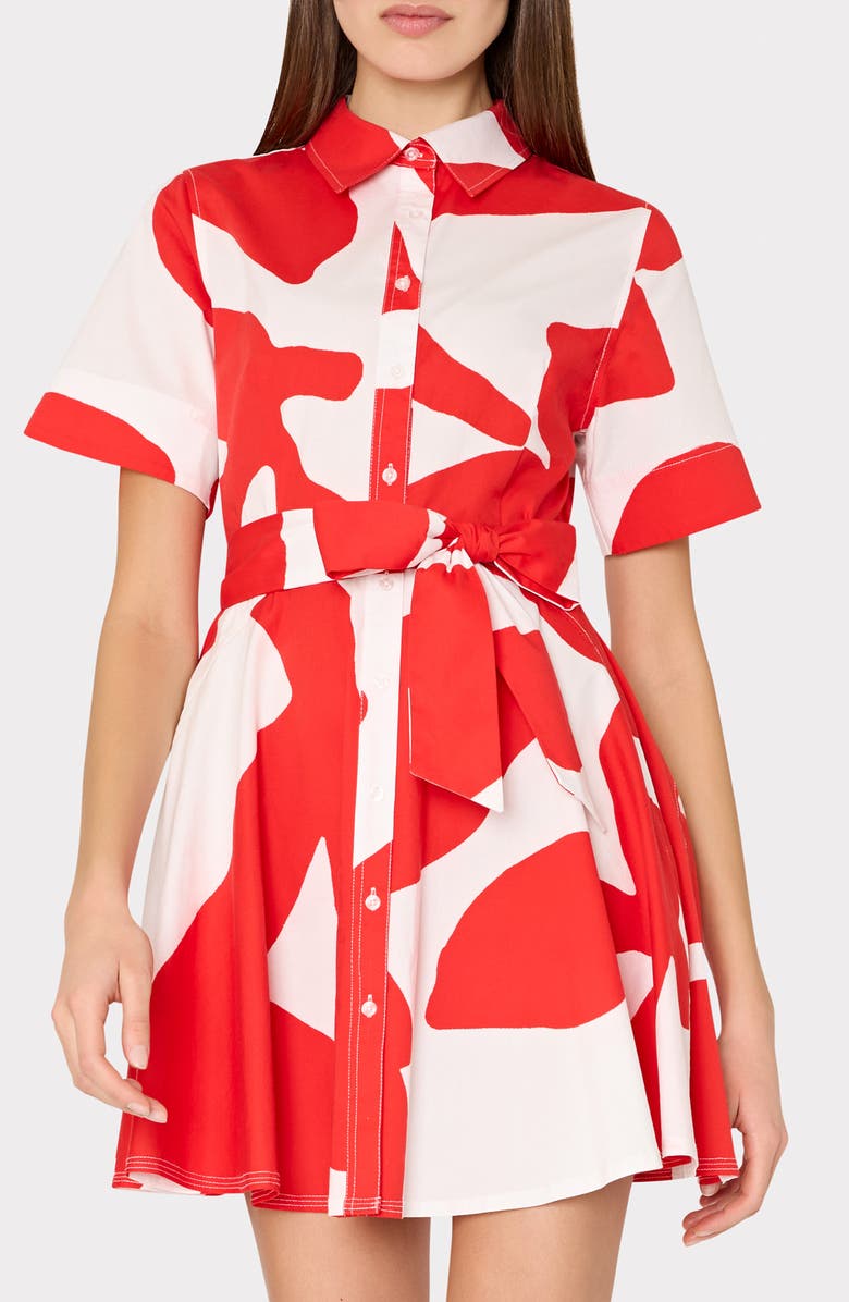 Milly Grand Foliage Belted Stretch Cotton Poplin Shirtdress, Alternate, color, 