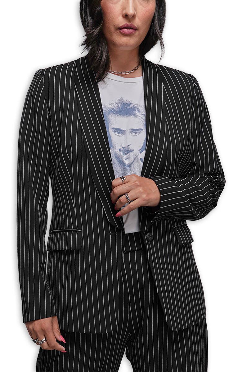 WILDFANG The Empower Pinstripe Tux Blazer, Main, color, Black/Stone