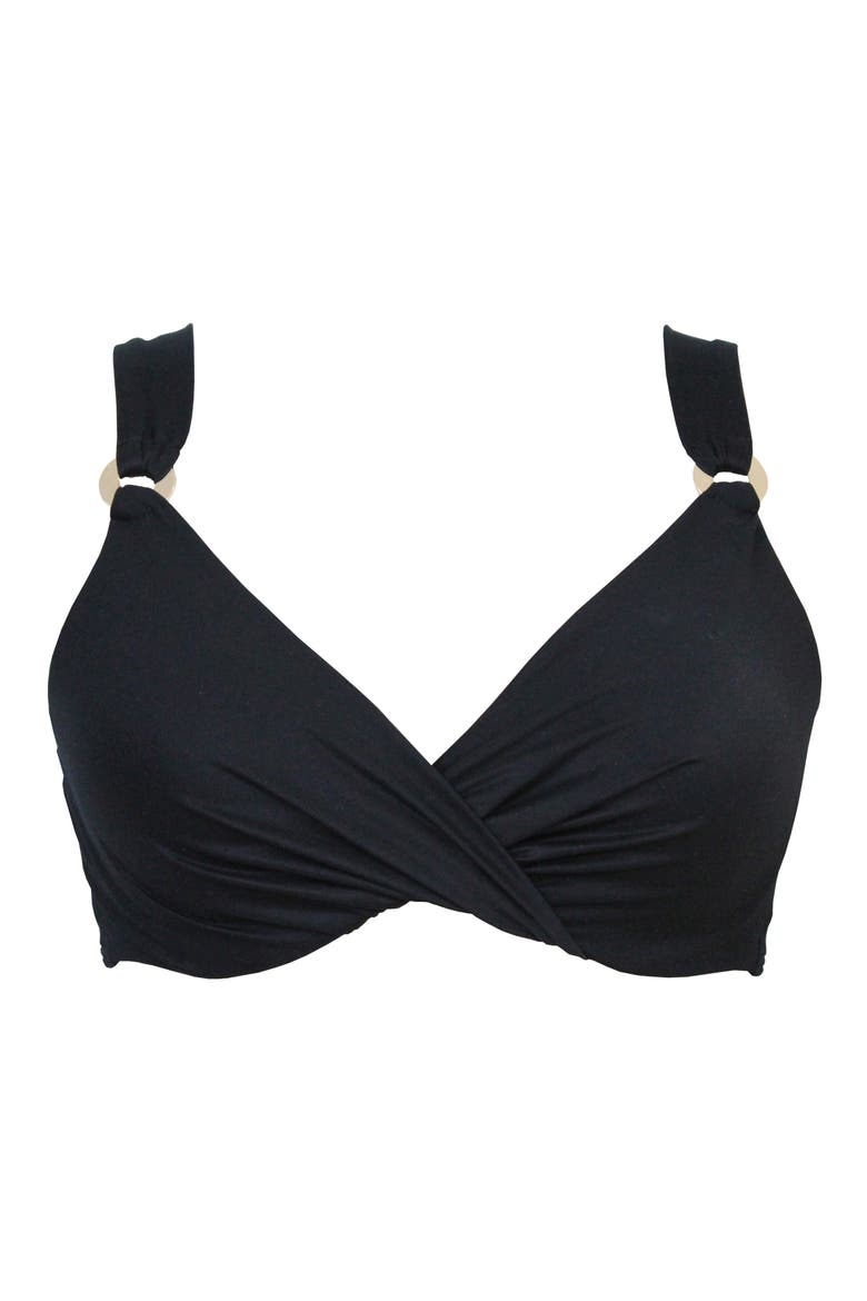 Plunge Underwire Bikini Top, Alternate, color, BLACK