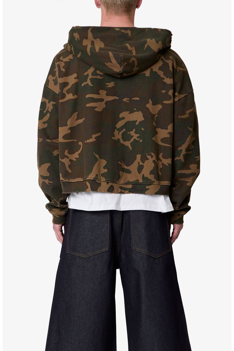 Camouflage Oversize Cotton Full-Zip Hoodie, Alternate, color, GREEN