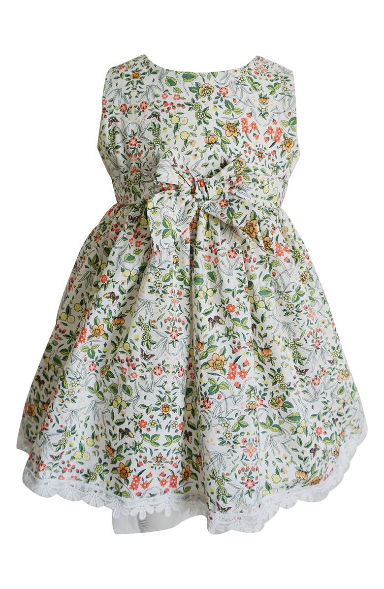 Popatu Floral Bow Front Cotton Dress, Main, color, Green\ Multi
