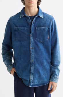 Scotch & Soda Indigo Jersey Knit Button-Up Shirt