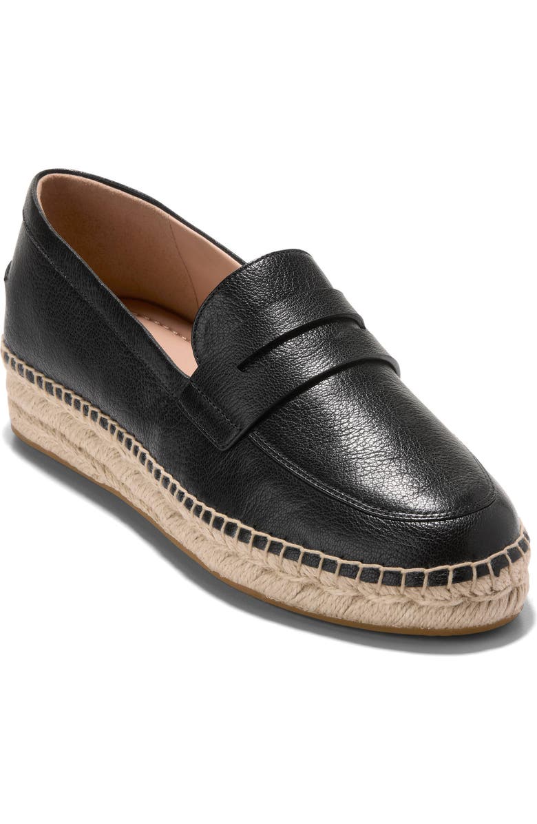 Cole Haan Livvy Espadrille Penny Loafer, Main, color, Black Leather