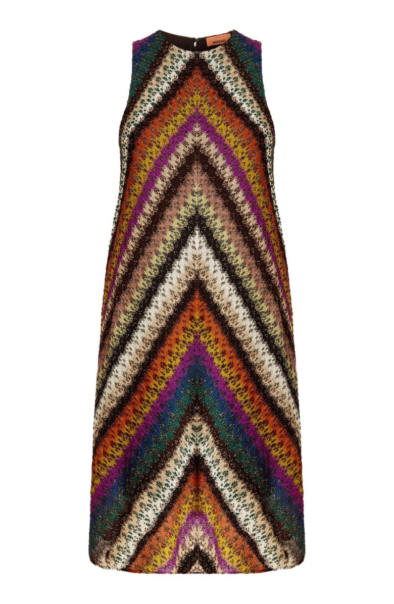 Missoni Crew Neck Mini Dress In Perforated Tulle Lace, Alternate, color, Multicoloured