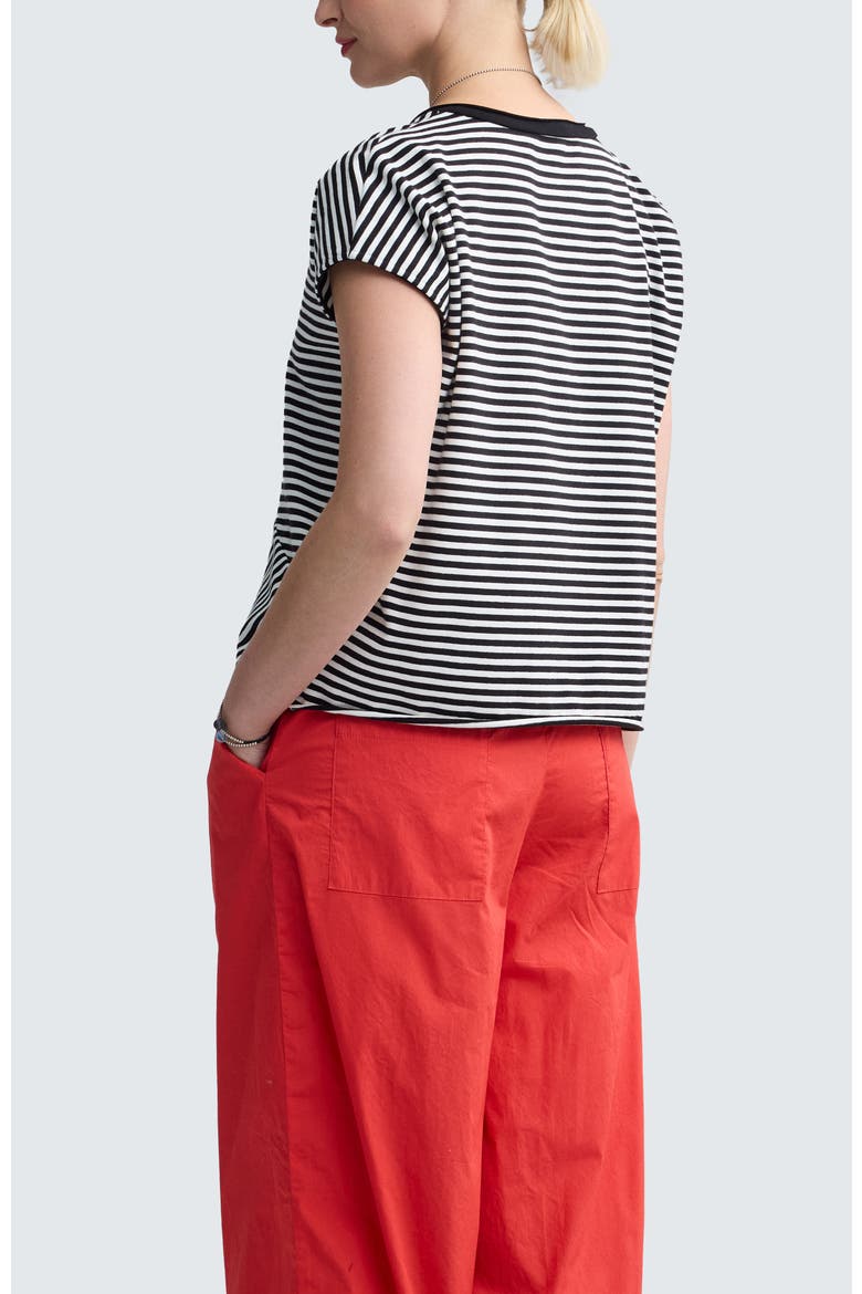 Vanya Striped V-Neck Top, Alternate, color, Black Strip