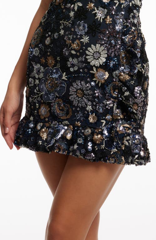 DRESS THE POPULATION DRESS THE POPULATION BRITTANY FLORAL SEQUIN COCKTAIL DRESS 