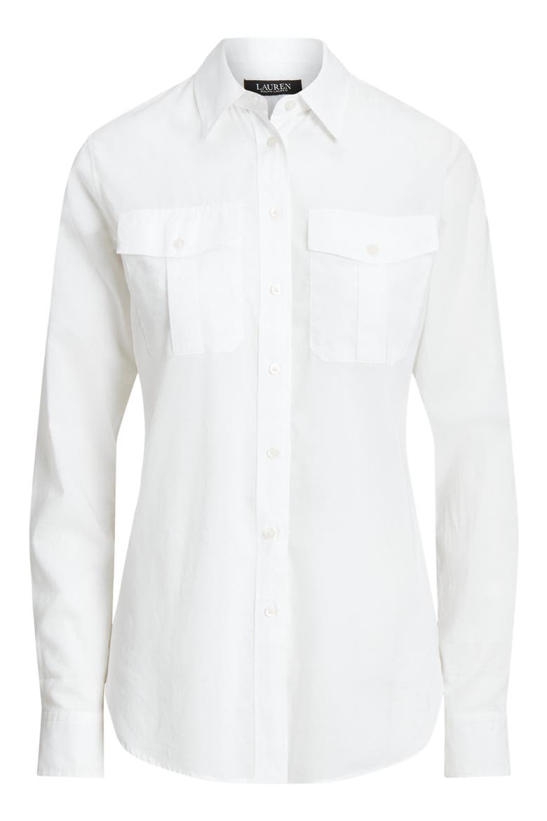 Courtenay Cotton Voile Button-Up Shirt, Alternate, color, WHITE