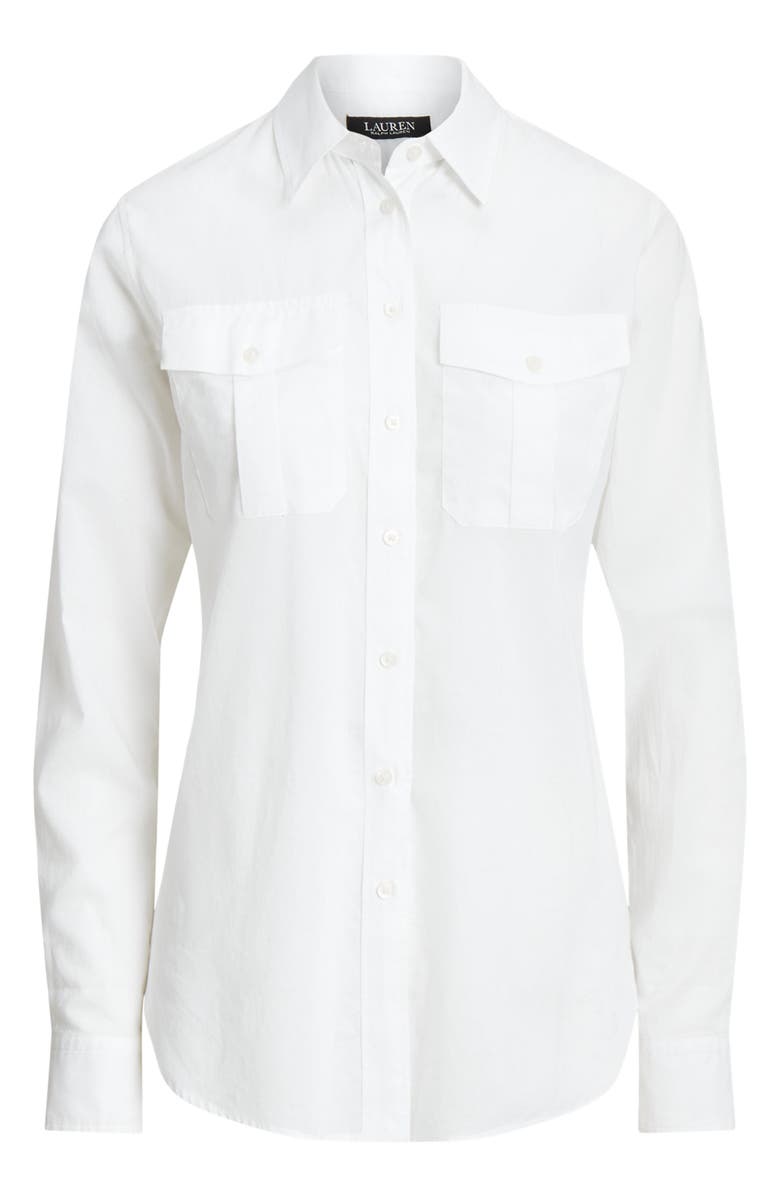 Lauren Ralph Lauren Courtenay Cotton Voile Button-Up Shirt, Alternate, color, White