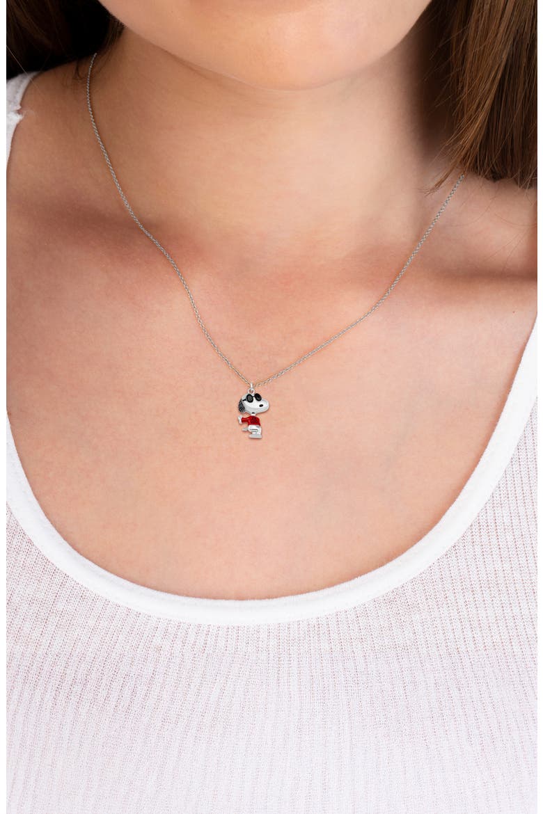 x Peanuts® Joe Cool Pendant Necklace, Alternate, color, PURE PLATINUM / CLEAR STONE
