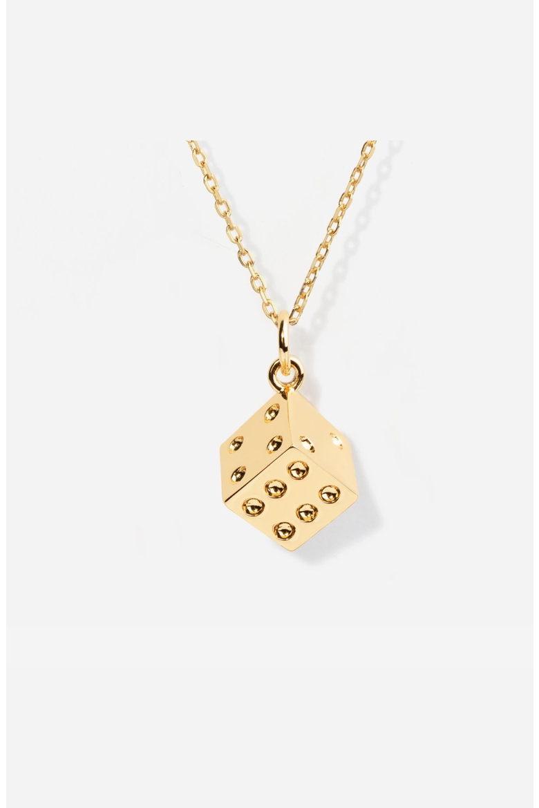 Dice Charm Necklace, Main, color, Gold