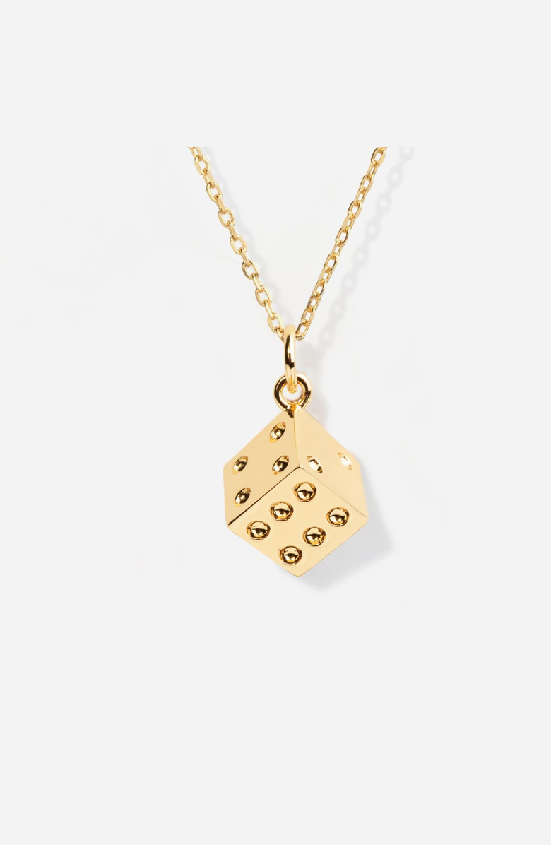 Little Sky Stone Dice Charm Necklace, Main, color, Gold