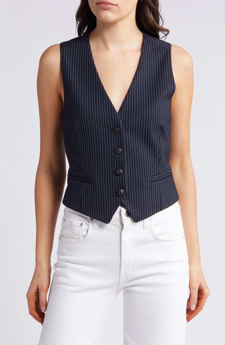 rag & bone Priya Stripe Ponte Knit Vest, Main, color, 
