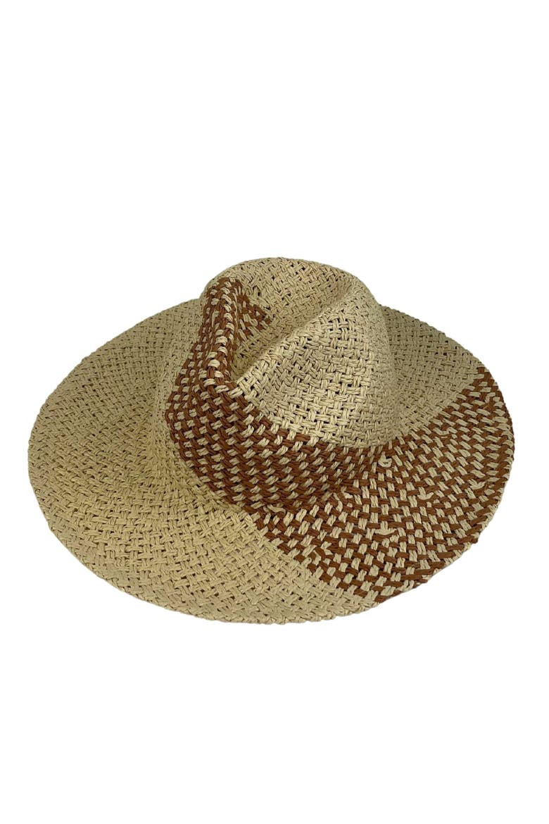 Two-Tone Straw Panama Hat, Main, color, TAN