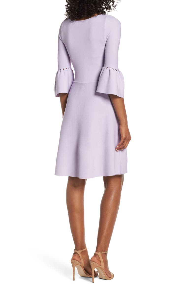 Cutout Bell Sleeve Sweater Dress, Alternate, color, LILAC