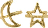 Adornia 14K Yellow Gold Plated Moon & Star Ring Set
